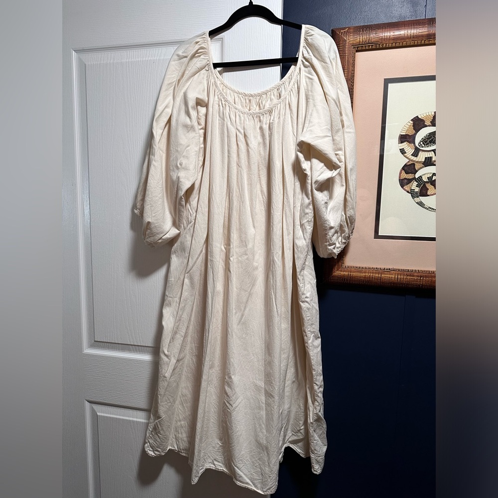 RUDY JUDE COTTON GATHER DRESS IN WHITE